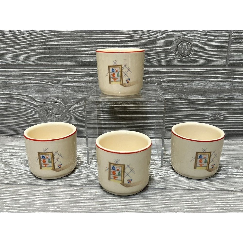 Vintage Universal Pottery Custard Baking Cups Set Of 4 Retro Kitchen 2.25”